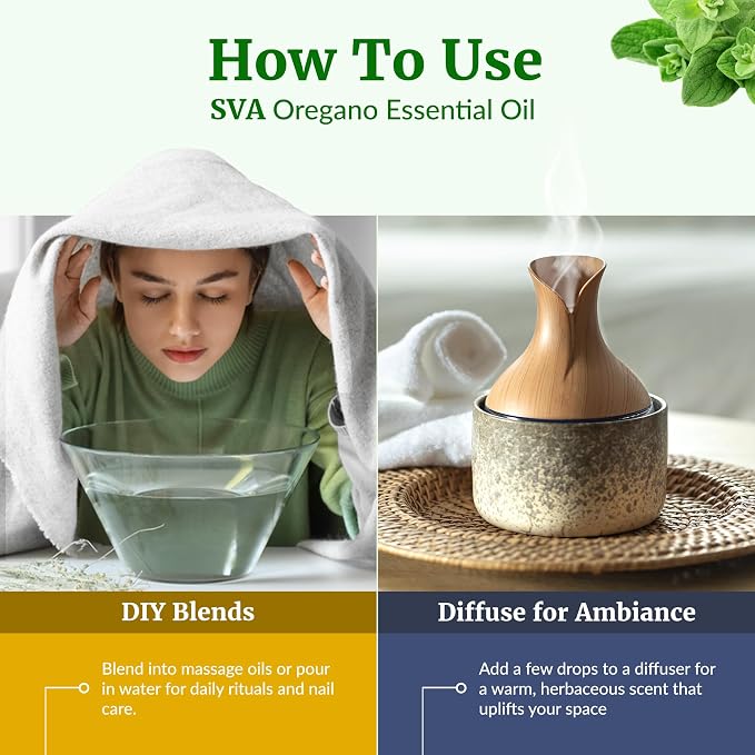 SVA Oregano Essential Oil 16 Fl Oz – for Diffuser, Skin & Hair Care – Ideal for Massage & DIY Blends