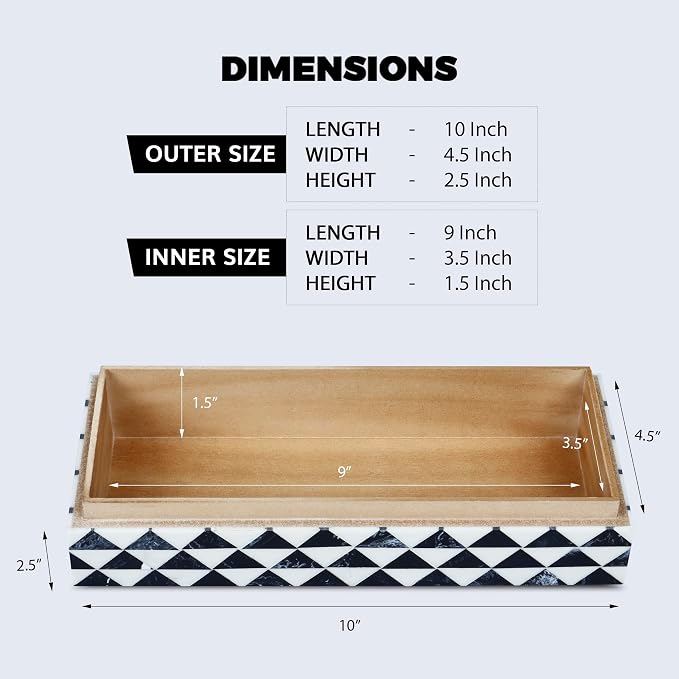 Handicrafts Home Decorative Storage Box 10x4.5 – Remote Control Holder, Jewelry Organizer, Modern Decorative Box with Lid, Boho Chic Home Décor Accent, Vintage Memory Box for Living Room Shelf Décor