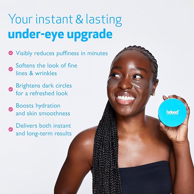 Indeed Labs Snoxin II | Hydrating Under Eye Patches for Puffy Eyes and Dark Circles | with Niacinamide, Licorice Root Extract, & Argireline | 30 Biodegradable Hydrogel Patches