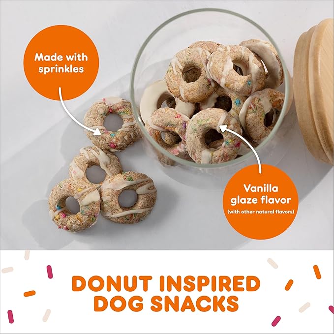 Milk-Bone Dunkin’ Vanilla Glaze Flavor Dog Biscuits, 8 Oz. | Vanilla glaze flavor with other natural flavors, Donut-inspired dog treats