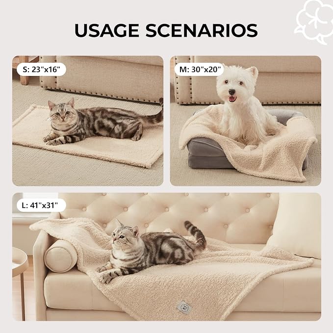 1 Pack 3 Calming Blankets Fluffy Premium Fleece Pet Blanket Soft Sherpa Throw for Dog Puppy Cat Beige Small (23" x16'') | Fluffy Throw Blanket Washeble for Crate Bed Couch Indoor. Cozy Pet Blanket, Puppy Essentials Dog gift,Beige,Small