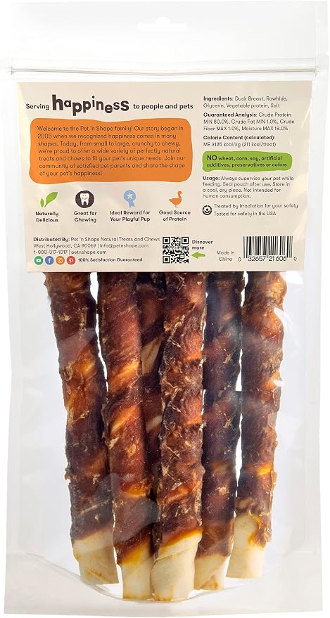 Pet 'n Shape Duck 'n Hide Twist - Duck Wrapped Rawhide Natural Dog Treats, Large, 6 Count (Pack of 4)