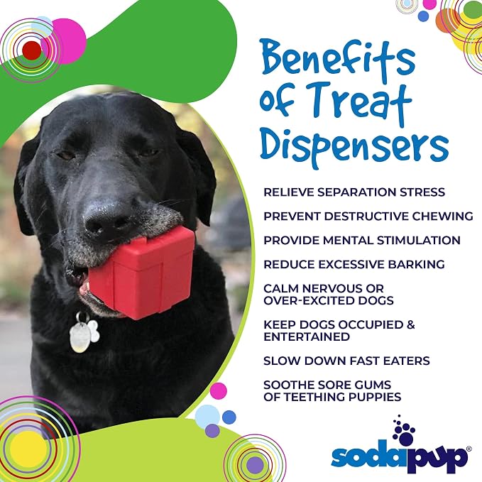 SodaPup Gift Box – Durable Dog Treat Dispenser & Chew Toy Made in USA from Non-Toxic, Pet Safe, Food Safe Natural Rubber Material for Mental Stimulation, Problem Chewing, Calming Nerves, & More