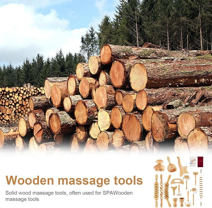 16Pcs Wood Therapy Massage Tools Set, Maderoterapia Massage Kit with Wooden Gua Sha Tools, Body Sculpting & Lymphatic Drainage Massager, Muscle Relaxation Roller for Face, Back, Legs & Full Body