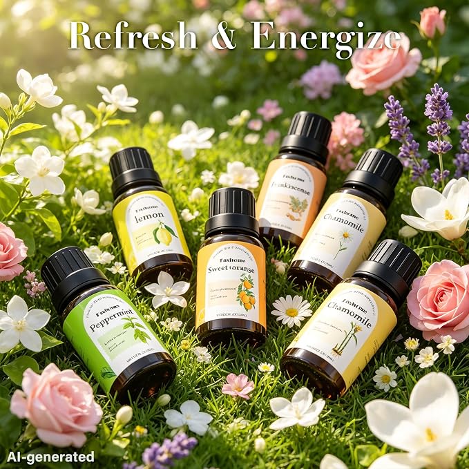 Fashome Essential Oil Blends 6-Pack for Diffuser, 10ml Each | Natural Fragrance Oils Vanilla, Jasmine, Rose, Sandalwood, Magnolia, Lavender for diffuser & candle making