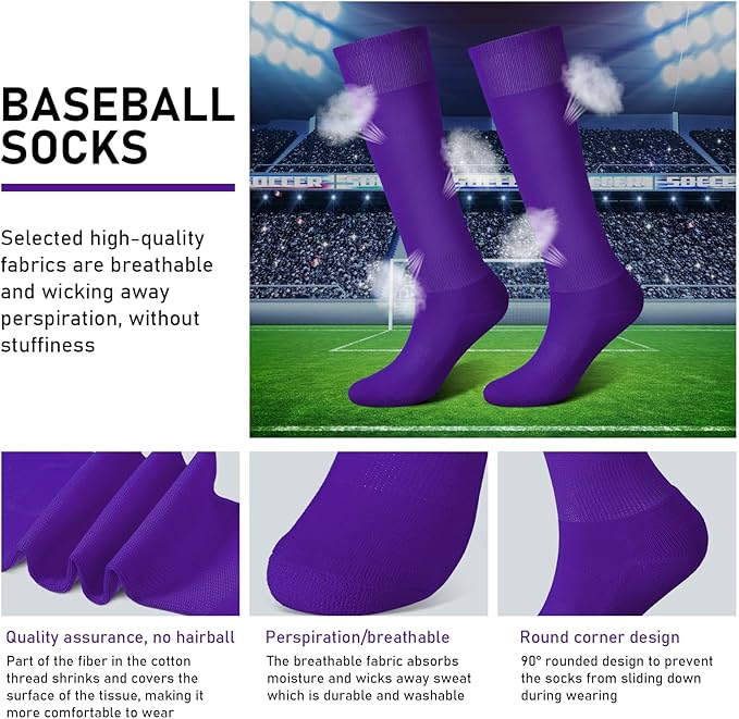 Zhanmai Baseball Belt and Socks Combo Adjustable Softball Socks and Elastic Waist Belt for Youth Boys Girls, Adult