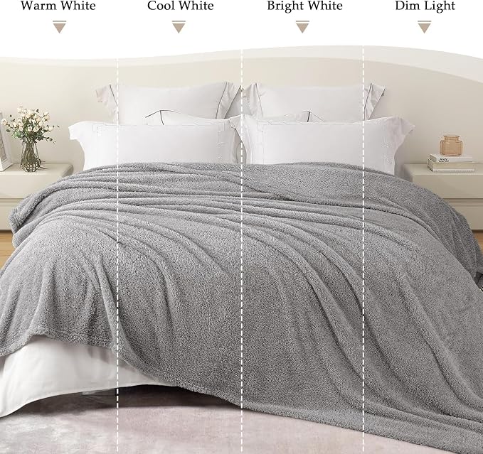 Exclusivo Mezcla Fleece Throw Blanket for Couch and Sofa, 50" x 60" | Super Soft and Cozy Fluffy Blanket for Women, Lightweight and Fuzzy Throw for Home Decor, All Season, Light Grey
