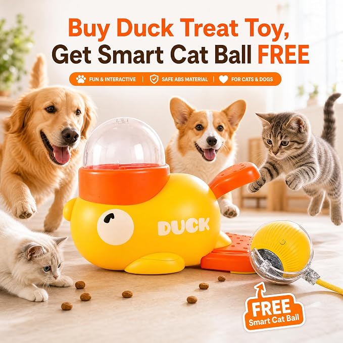 Dog Puzzle Toy Slow Feeder, Cat Treat Dispenser with Play Ball