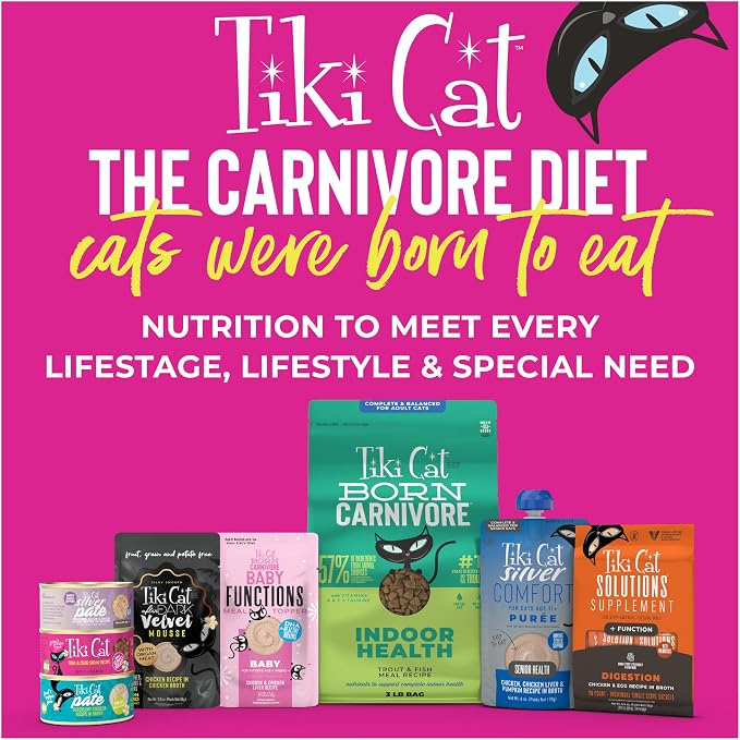 Tiki Cat Born Carnivore Dry Cat Food, Trout & Menhaden Fish Meal | Supports Healthy Weight and Immune System, Crunchy Kibble Texture, 66 Percent Animal Ingredients, Grain Free Recipe