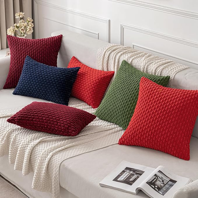 MIULEE Lumbar Decorative Throw Pillow Covers 12x20 Navy Blue Corduroy | Textured Striped Pack of 2 Striped Pillow Covers Modern Farmhouse Coastal Home Decor for Couch Bed Sofa Living Room