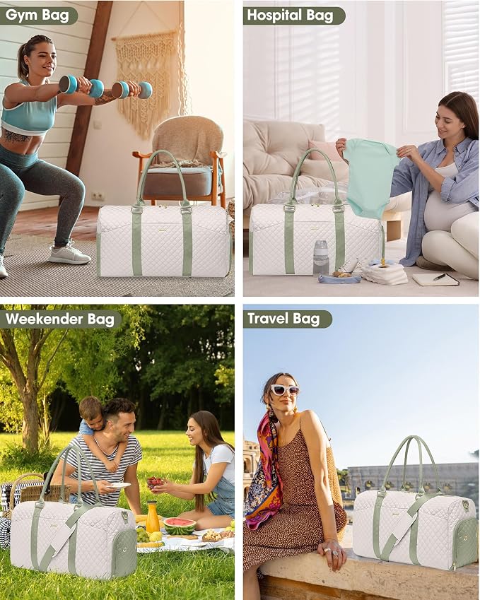 Women Weekender Travel Duffle Bag: Travel Duffel Overnight Bags with Shoe Compartment Large Carry on Tote with Toiletry Bag Weekend Traveling Yoga Gym Hospital Bag for Women with Wet Pocket