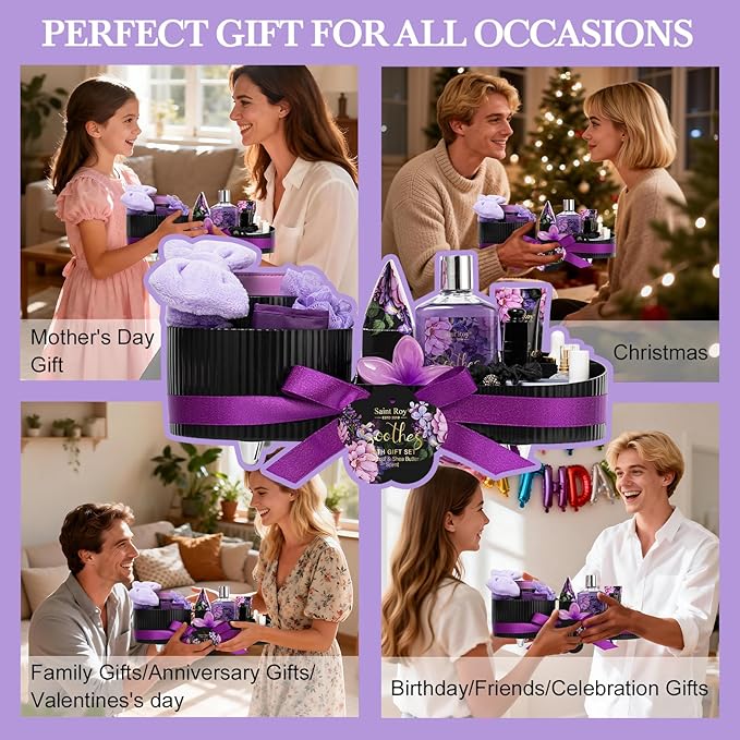 Mothers Day Gifts for Women, 26 Pcs Spa Kit, Spa Gift Set, CHARCOAL & SHEA BUTTER Bath & Body Gift Makeup Organizer, Spa Gift Basket, Face Skin Care Kit, Lip Self-Care, Serum, Birthday, Christmas