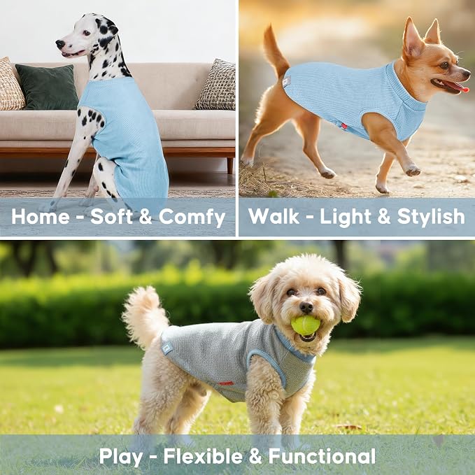 KYEESE 2Pack Waffle Dog Shirt for Large Dogs Striped Dog Sweater Tank Top | Cozy Warmth, Lightweight & Breathable, Gentle on Sensitive Skin, Stretchy & Free to Move, Comfortable Daily Wear
