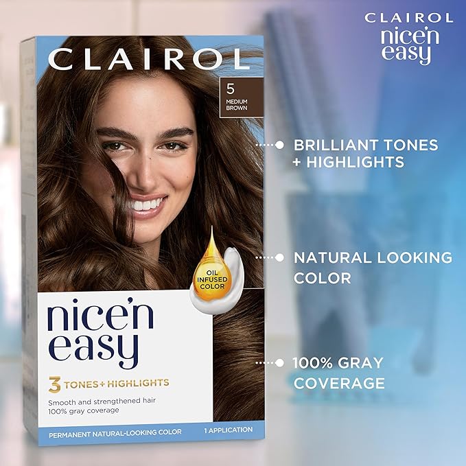 Clairol Nice'n Easy Permanent Hair Dye, 7R Lighest Auburn Hair Color, Pack of 1