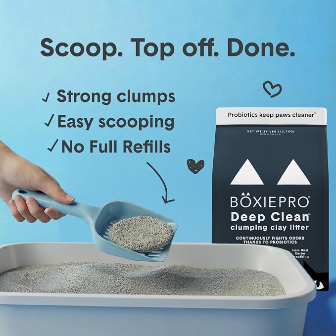 Boxie Probiotic Cat Litter, 40 Day Control, Clumping Clay Kitty Litter, Odor Eliminating Probiotics, Dust-Free, No Fragrances No Fillers, 28 lb