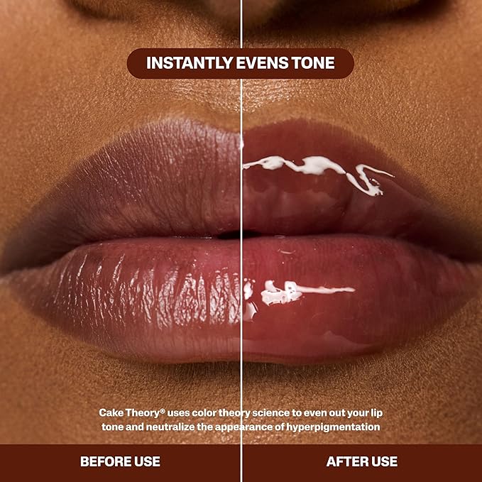 POUND CAKE Cake Theory Lip Tone Equalizing Oil Duo | Hydrating and High-Shine Blurring Lip Oils in Browning (Purple Brown Tint) & Melted Butter (Yellow Tint) | Clean, Vegan, and Moisturizing Formula –