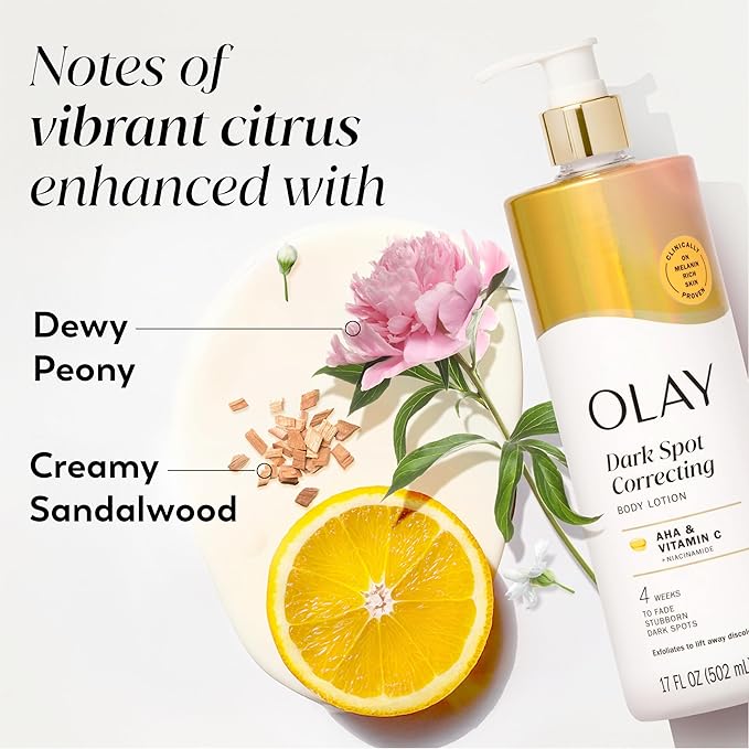 Olay Body Lotion for Women, Tone Enhancing with AHA Serum, Visibly Reduce Discolored Skin, 24hr Moisture & Hydration, Fast Absorbing Formula, Vitamin B3 Complex, For All Skin Types, 17 fl oz