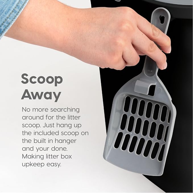 IRIS USA Large Top Entry Cat Litter Box, Hooded Privacy, Black/Gray | Dog-Free Zone, Mess Containment System, Enclosed Top Access, Dog Proof Pan, Reduced Tracking, Odor Trapping