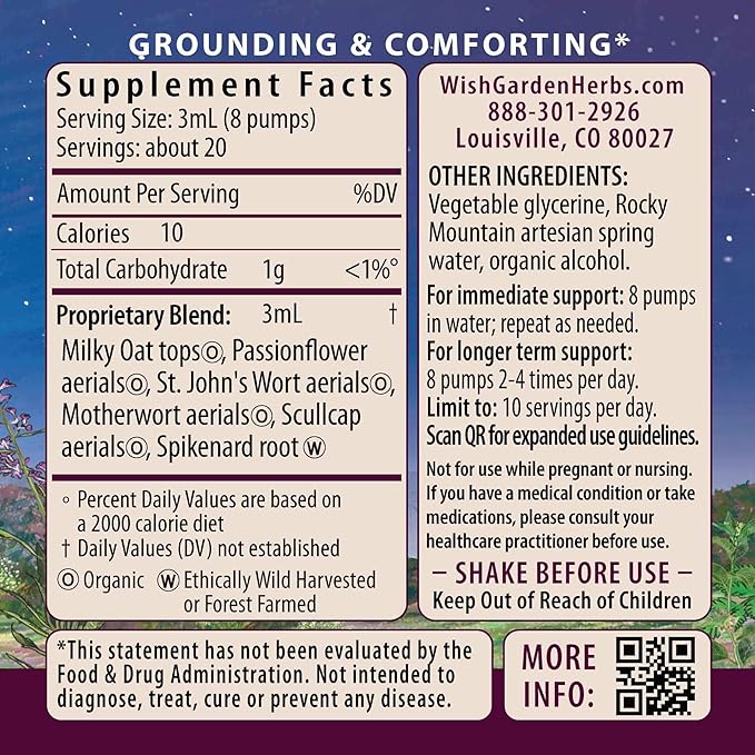 WishGarden Herbs Emotional Ally - All-Natural Fast-Acting Liquid Herbal Supplement with Passionflower, Scullcap, St Johns Wort & Motherwort Supports Emotional Grounding, A Big Herbal Hug, 4oz