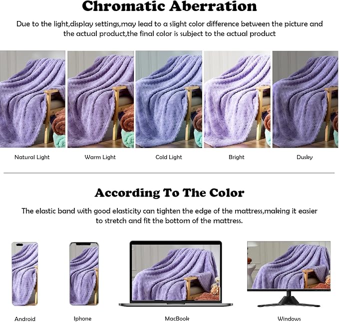 NEWCOSPLAY 3D Waffle Checkered Flannel Throw Blanket, Lavender, 50"x70" | Super Soft Cute Lightweight Decorative Premium Silky Fleece Blanket for Couch Sofa Bed, Gift for Women Men, All Season Use