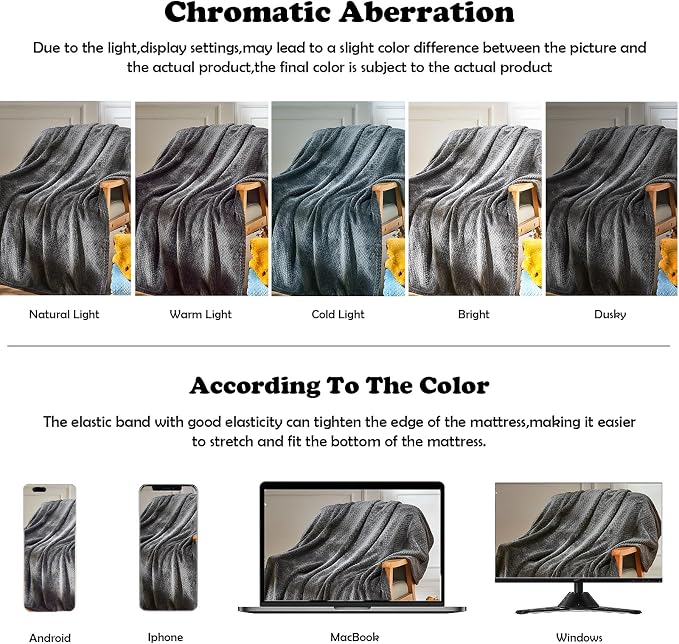 NEWCOSPLAY Fleece Leaves Pattern Twin Blanket, Dark Grey, 60"x80" | Super Soft Throw Blanket, Lightweight Cozy Bed Sofa Blanket, Premium Silky Flannel Fleece, Travel Blanket for All Season Use