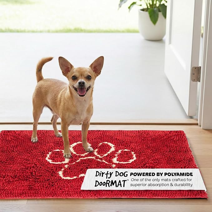 Dog Gone Smart Dirty Dog Doormat - Fast Drying Rug with Super Gripper Backing for Clean Floors - Super Absorbent and Machine Washable Mat for Muddy Paws - Maroon | Super Gripper Backing for Clean Floors - Absorbent Microfiber and Machine Washable Mat f...