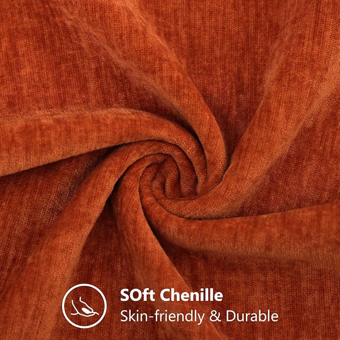decorUhome Soft Chenille Rust Throw Pillow Covers 12X20 Set of 2 | Decorative Fall Couch Pillow Covers Solid Dyed Accent Modern Farmhouse Neutral Rectangle Pillow Cases for Sofa