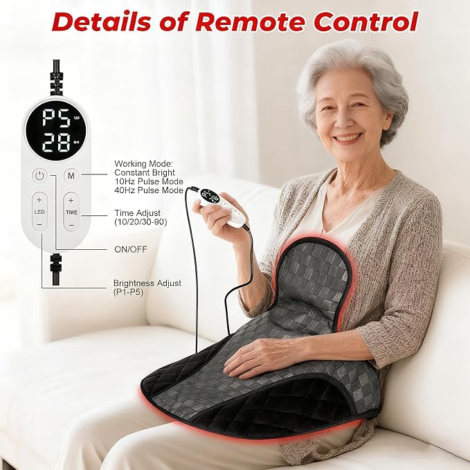 Cholas Red Light Therapy for Shoulder Back Neck, 3-in-1 Near Infrared Red Light Therapy for Body, 660nm and 850nm Wearable Red Light Pad with 3 Light Modes, 5 Brightness, 9 Timer for Office Home Use