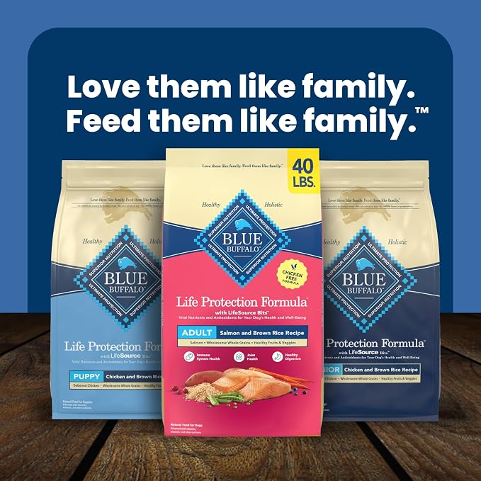 Blue Buffalo Life Protection Formula Salmon Adult Dry Dog Food, 40 lb | Real Salmon #1 Ingredient, Chicken-Free Recipe, Antioxidant-Rich LifeSource Bits, Promotes Healthy Muscle Development