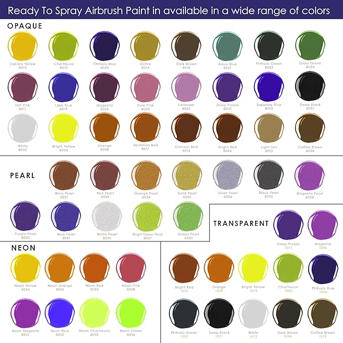 U.S. Art Supply 24 Color Acrylic Airbrush, Leather & Shoe Paint Set Opaque Colors plus Reducer, Cleaner & Color Mixing Wheel