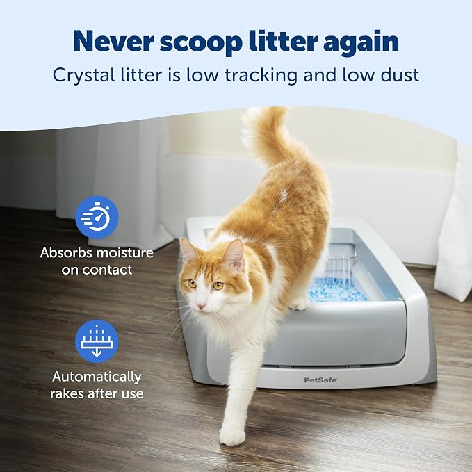 PetSafe ScoopFree Crystal Pro Legacy Self-Cleaning Litter Box, Uncovered | Hands-Free Automatic Cleaning, Advanced Odor Control, Health Counter Display, Includes 1 Disposable Crystal Litter Tray