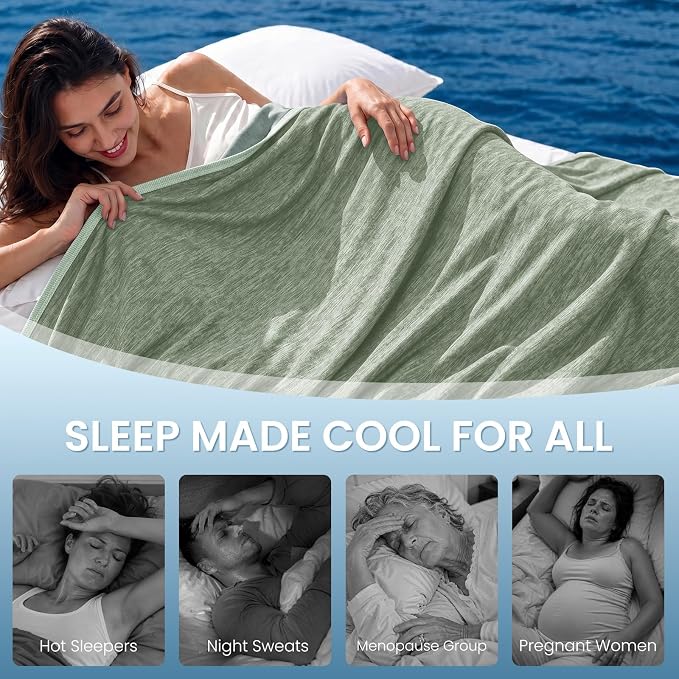 Cooling Blanket for Night Sweats Absorbs Heat to Keep Adults, Children Cool on Warm Nights, Q-Max 0.5 Cooling Blankets for Hot Sleepers, Ultra-Cool Lightweight Sofa Throw Blanket (50"x70") | Absorbs Heat Cold Summer Blanket for Night Sweats & Menopause...