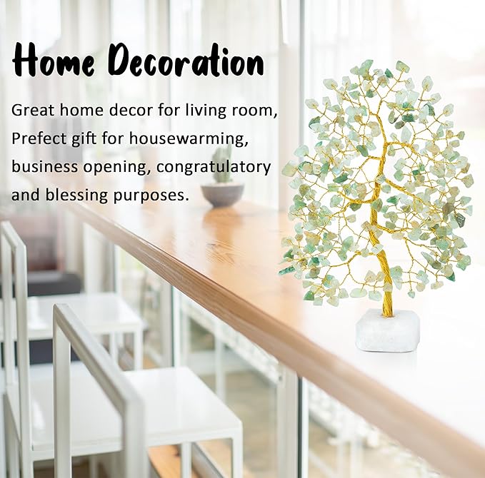 Green Jade Crystal Tree Gemstone Tree of Life Quartz Base Chakra Bonsai Tree for Room, Office & Bedroom Decor Spiritual Gift Meditation Birthday Gift for Women Mom her Sister housewarming gifts home
