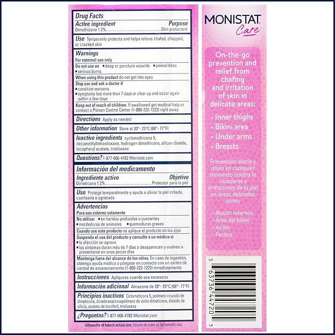 Monistat Chafing Relief Powder Gel, Anti-Chafe Protection, Fragrance Free Chafing Gel, 1.5 Oz, 1 Pack