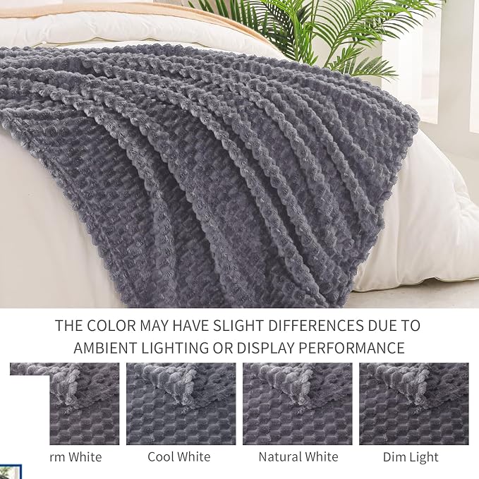 Exclusivo Mezcla 3D Fleece Twin Size Blanket for Bed, Dark Grey | Extra Soft Fuzzy Plush Lightweight Bed Blankets, Cozy Fluffy Decorative Blankets for All Seasons, 60x80 Inches