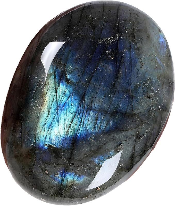 ZHIYUXI 2.2-2.4" Black Labradorite Crystal Gemstones Healing Crystals Worry Stone for Anxiety Gifts for Women Men Energy Balancing Therapy Moonstone Polished Palm Stone and Crystals Gem Stone
