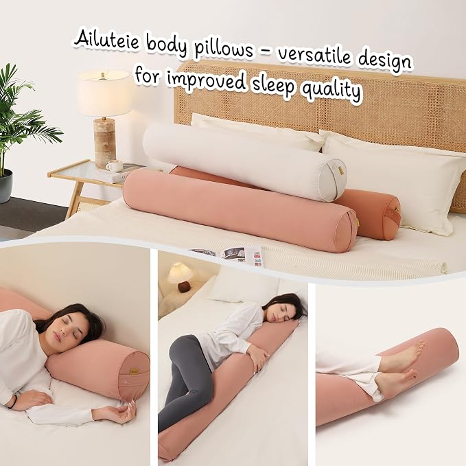 Body Pillow for Adults,Long Round Pillow,Big Cylindrical Pillow,Large Full Bolster Pillows for Side Sleepers (Blush Pink, 39.37"*7.87")
