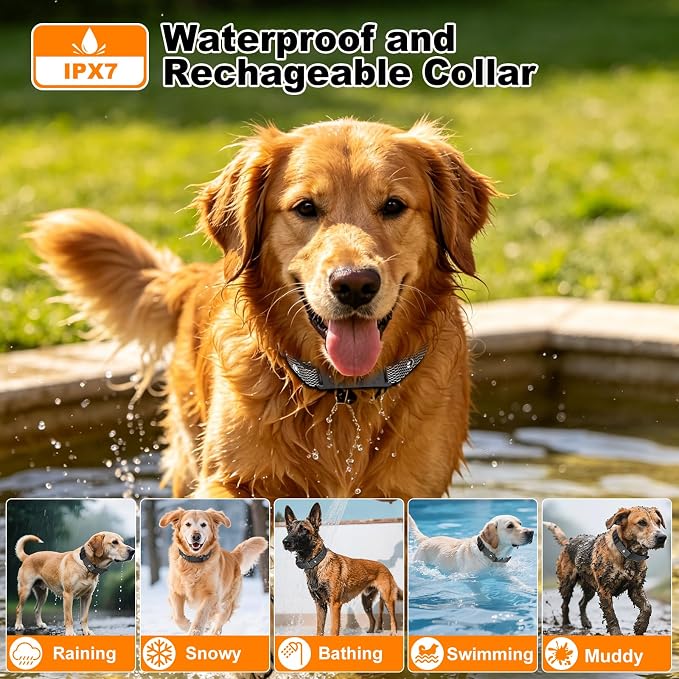 One Dog Wireless Dog Fence Containment Gear, Smart Electric Collar Delivers 3 Distinct Warning Reminders & Adjustable Boundary Distance