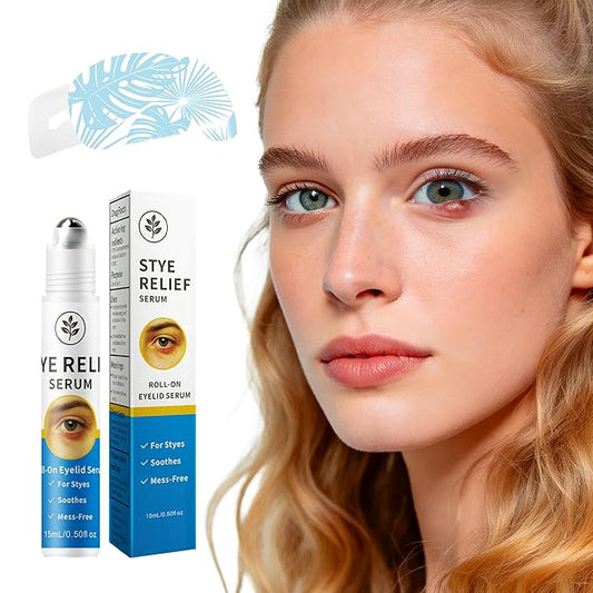 Stye Eye Treatment Kit, Stye Relief Rollerball Serum and Eye Patches for Styes, Chalazions and Blepharitis Treatment for Eyelids, Stye Eye Compress, Clear Eyes Redness Relief, Sleep Eye Mask