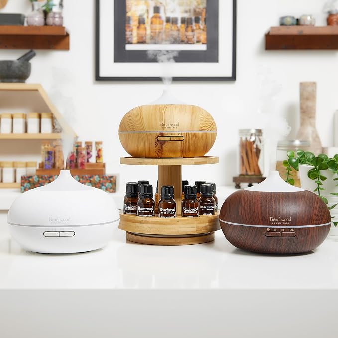 Ultimate Ultrasonic Aromatherapy Diffuser for Essential Oils - Therapeutic Grade, Helps You to Relax - 3 Timer & 7 Ambient Light Settings - Up to 16 Hours of Use - Cherry, 300mL