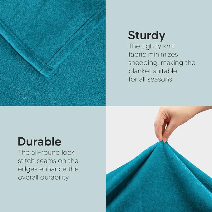 Utopia Bedding Soft Fleece Bed Blanket Queen Size Turquoise (90x90 Inch) | Microfiber Plush Warm Lightweight Breathable Cozy Blanket Anti-Static, All Season Use, Gift for Women and Men