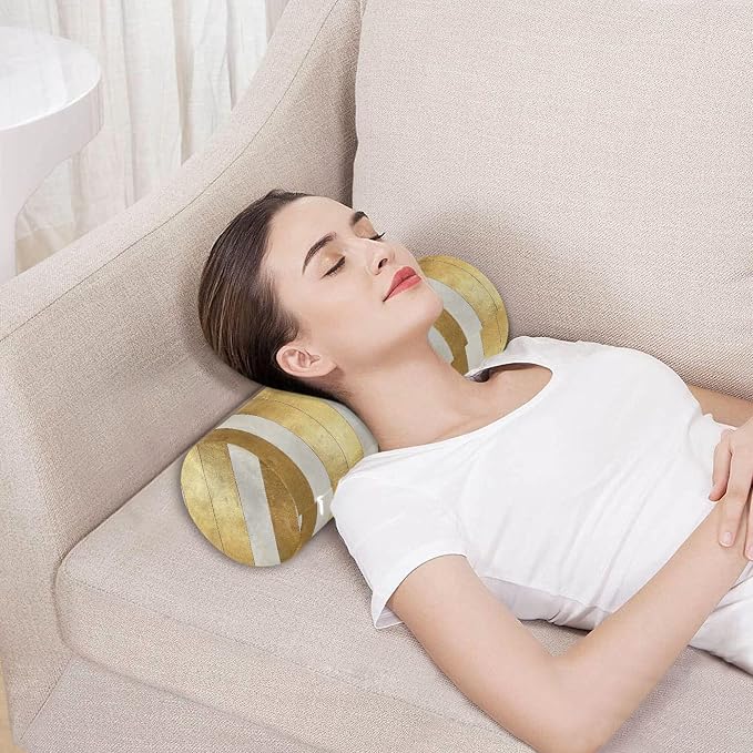 Yoga Bolster Pillow Round Neck Roll Pillow Bed Round Pillow for Baby Cylinder Decorative Pillow Bolster Pillow Covers with Zipper Gold Stripe