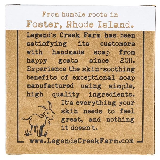 Legend's Creek Farm Goat Milk Soap - Cleansing Moisturizing Bar for Hands and Body - 5 Oz Creamy Lather, Nourishing, Gentle Natural Soap for Sensitive Skin, Handmade in USA (Unscented, Pack of 1)