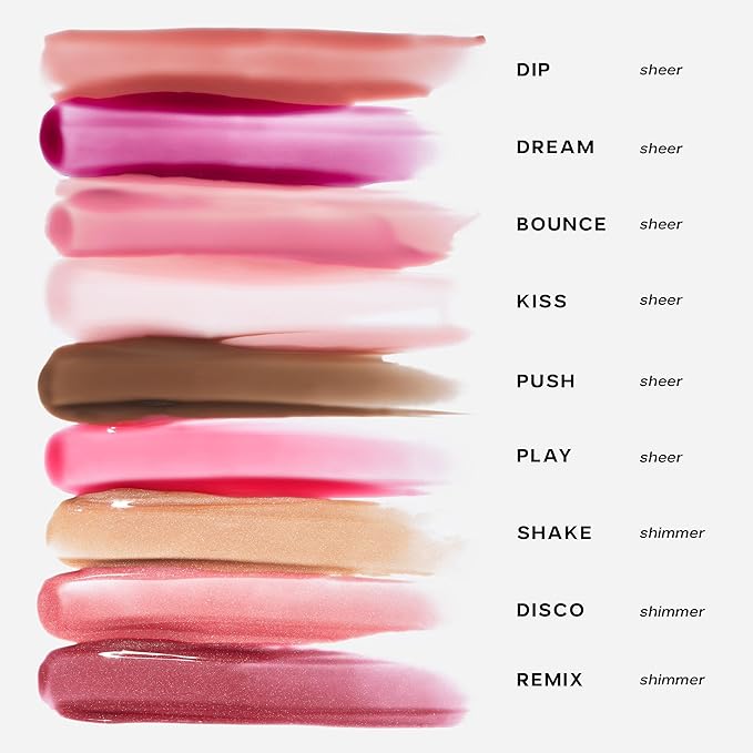Saie Glossybounce - Hydrating Lip Gloss and Tinted Lip Oil Hybrid with Hyaluronic Acid & Jojoba Oil for Non-Sticky, Ultra-Shiny, Plump & Soft Lips - Everyday Makeup Essential - Push (.17 oz)