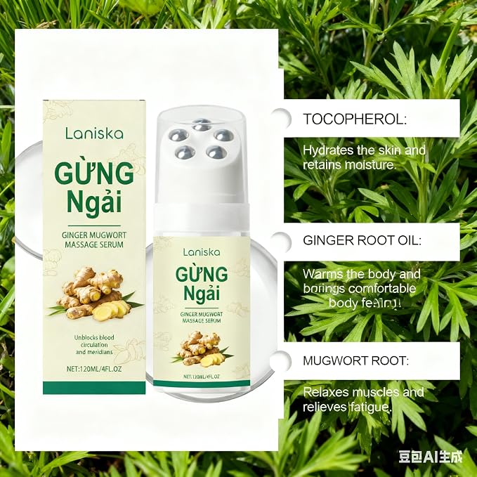 Ginger Mugwort Roller Massage Liquid, Gentle Nourishing & Moisturizing, Neck and Shoulder Comfort Care Essence, Natural Plant Extracts for Relaxation (1)