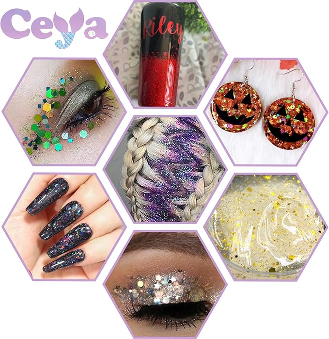 Ceya Chunky Glitter, 1 LB/ 16OZ Pearl White Bulk Craft Glitter Mixed Chunky Fine Glitter Bottled Metallic Flake Nail Sequins for Epoxy Resin, Tumblers, Scrapbooking, Party, Festival Decor, Art Project