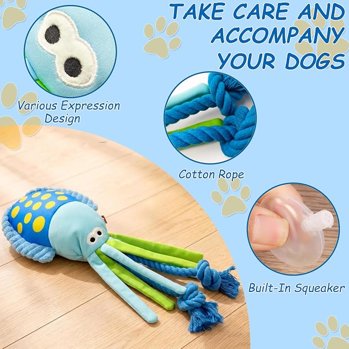 Durable Squeaky Plush Rope Dog Tug Toy for Large Aggressive Chewers