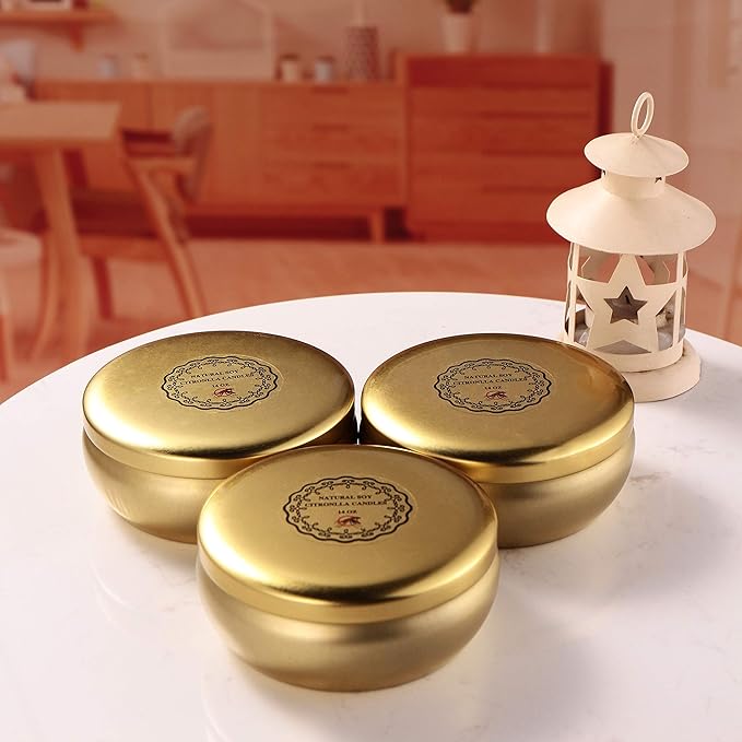 Kedtui Citronella Candles, 3 Pack Each 3-Wick Scented Candle Soy Wax Portable Travel Tin Gift Set, Outdoor and Indoor