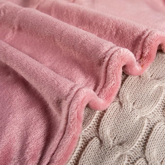 TASTHROW Pink Throw Blanket 60x80 Inches | Soft Plush Cozy Fleece Flannel Throw Blanket, Lightweight Warm Throws for Bed, Couch, Bedroom and Living Room, All Seasons