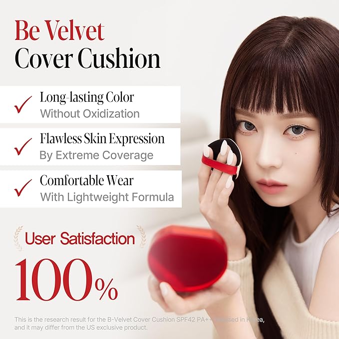 Espoir Be Velvet Cushion Foundation #30 Toffee | Quick and Easy Coverage with Long-lasting Color by Zero Oxidation, Velvety Smooth Finish & Lightweight Formula, Vegan, Korean Makeup, 0.46 oz
